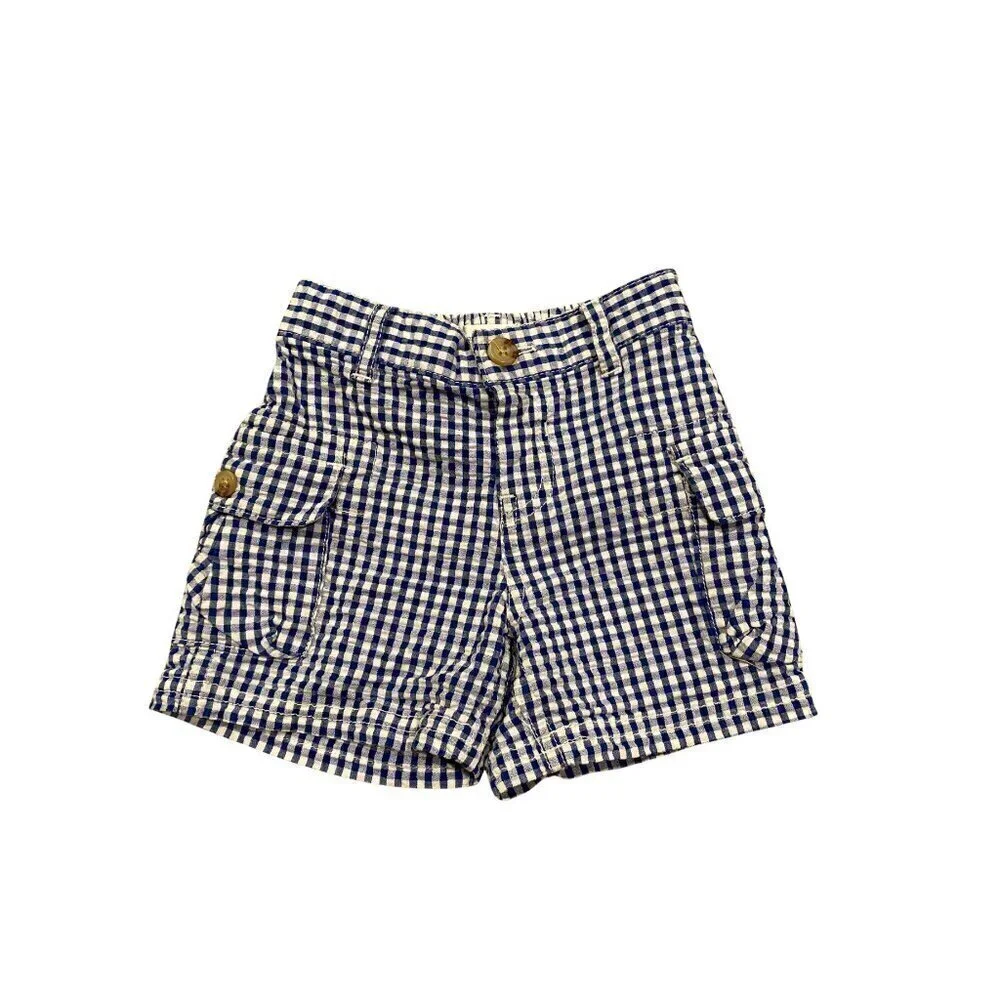Ralph Lauren Baby Boy's Blue/White Checked Shorts - Size 9 months - Like New!